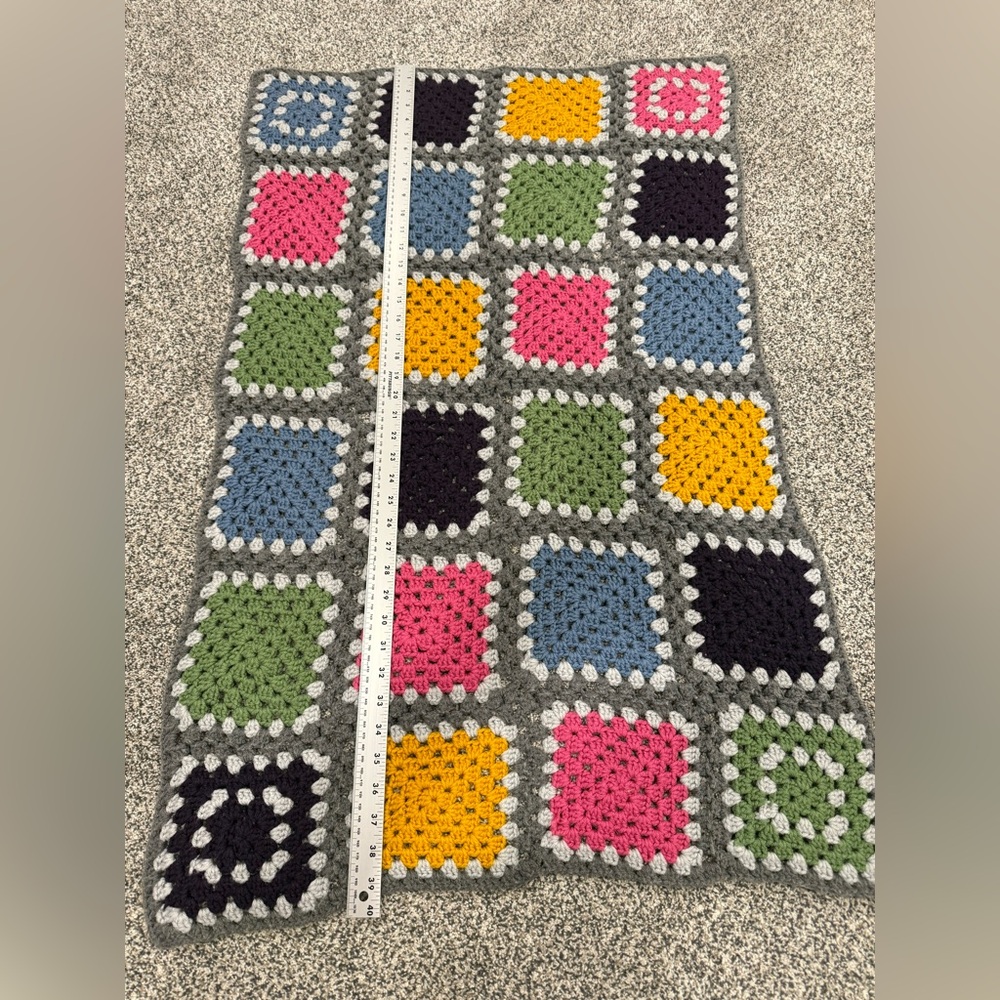 Colorful Handmade Granny Square Colorful Crochet Wrap Shawl Decorative Piece